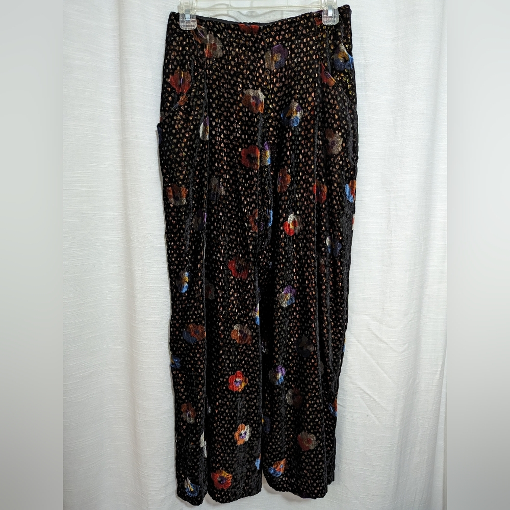 Eva Franco pasquette pansy floral polka dot fun formal fully lined pants size 4